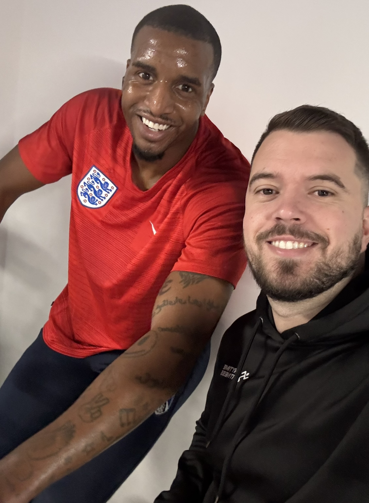 Gerald Latifi with professional footballer Michael Ngoo during football performance coaching